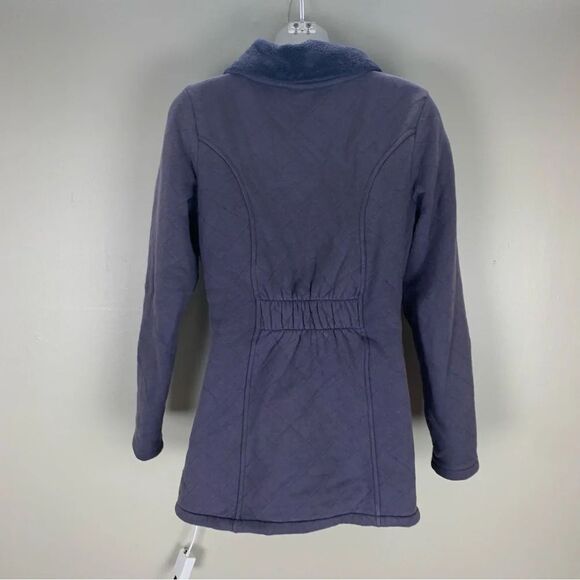 The North Face Caroluna quilted fleece jacket purple long coat zip up size small - Picture 4 of 8